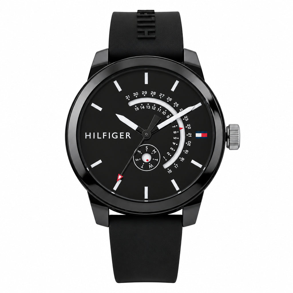 Tommy Hilfiger Sporty Black Silicone Multi-Dial Chronograph Watch
