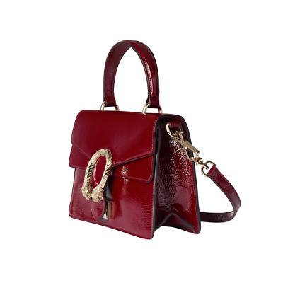 Dionysus Style Patent Leather Bag with Tiger Head Clasp