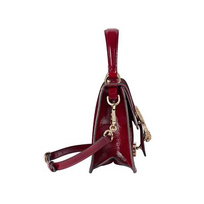 Dionysus Style Patent Leather Bag with Tiger Head Clasp