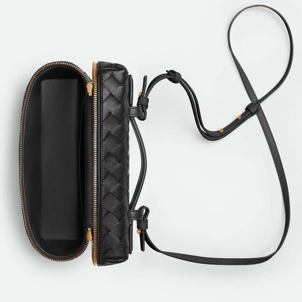 Woven Leather Vanity Bag with Detachable Strap