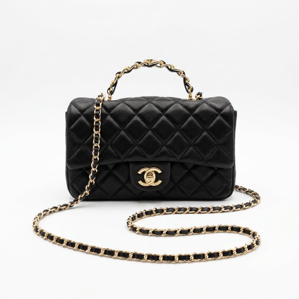 Chanel Quilted Mirror Original Microfiber Handbag