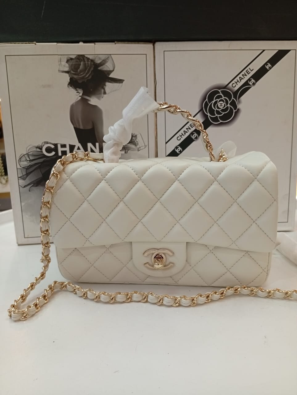 Chanel Quilted Mirror Original Microfiber Handbag