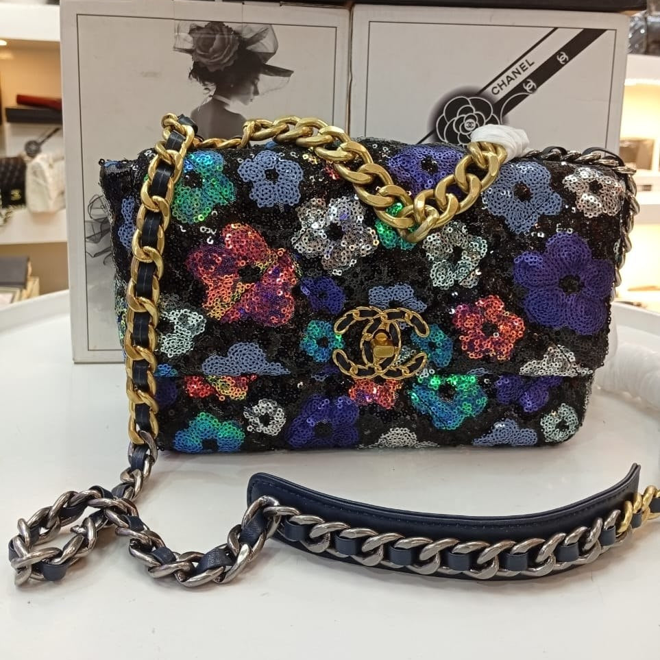 Chanel Mirror Original Multi Color Sequin Crossbody Bag