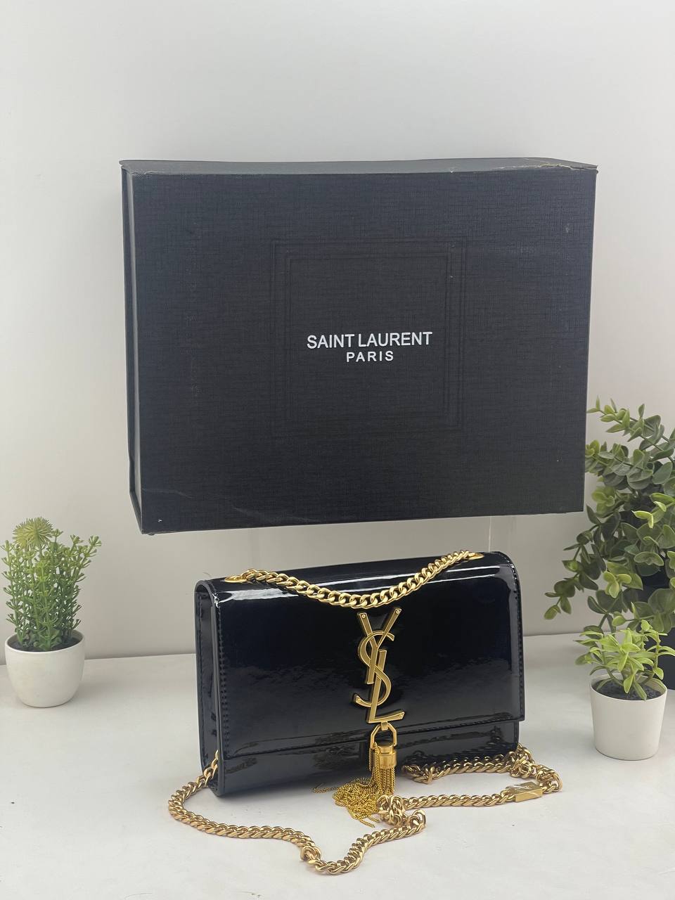 Saint Laurent Sunset Medium Shoulder Bag in Burgundy Patent Leather 🍷👜✨