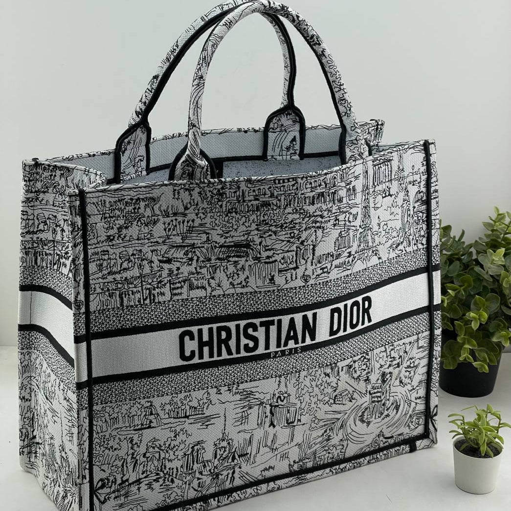 Christian Dior Blue Oblique Embroidered Book Tote with Mitzah Scarf 👜💙✨