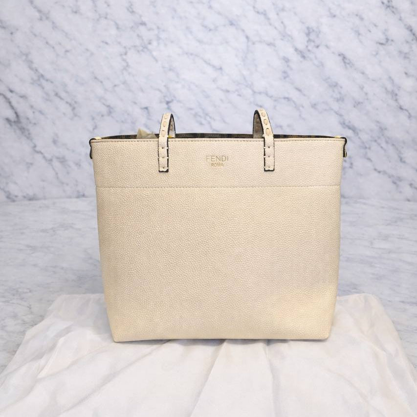 Fendi Double Face: Beige & Yellow Chic Tote 💛👜