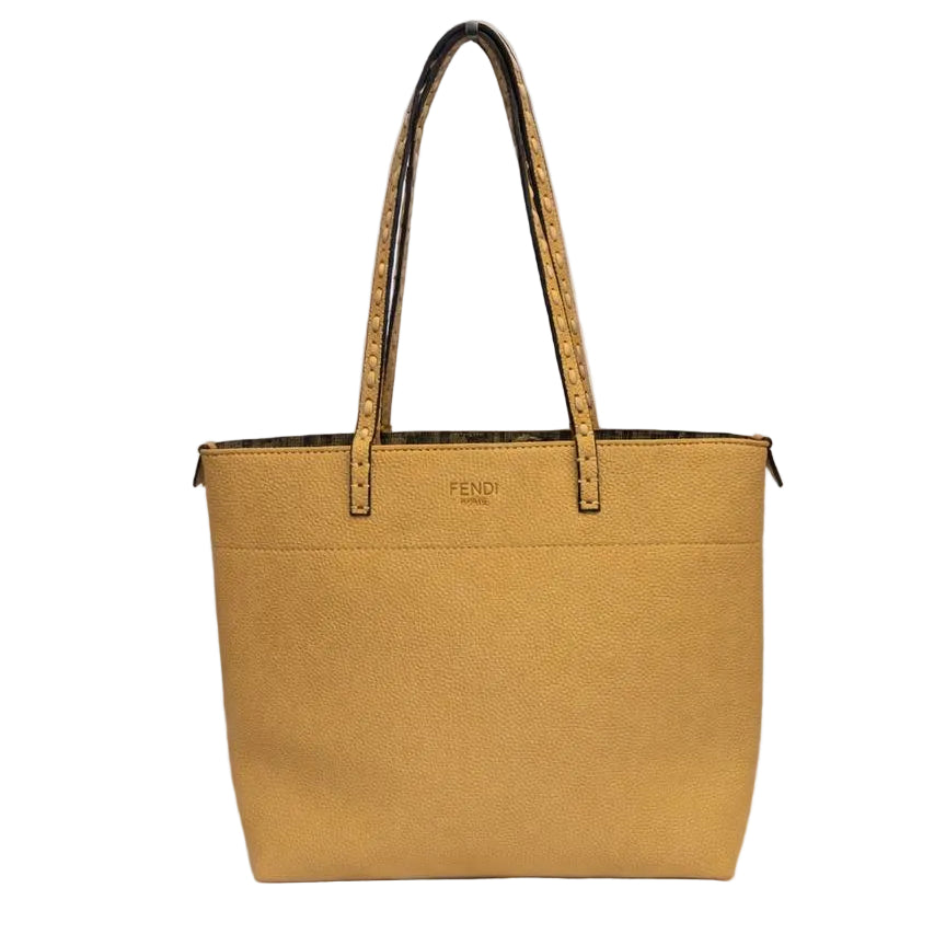 Fendi Double Face: Beige & Yellow Chic Tote 💛👜