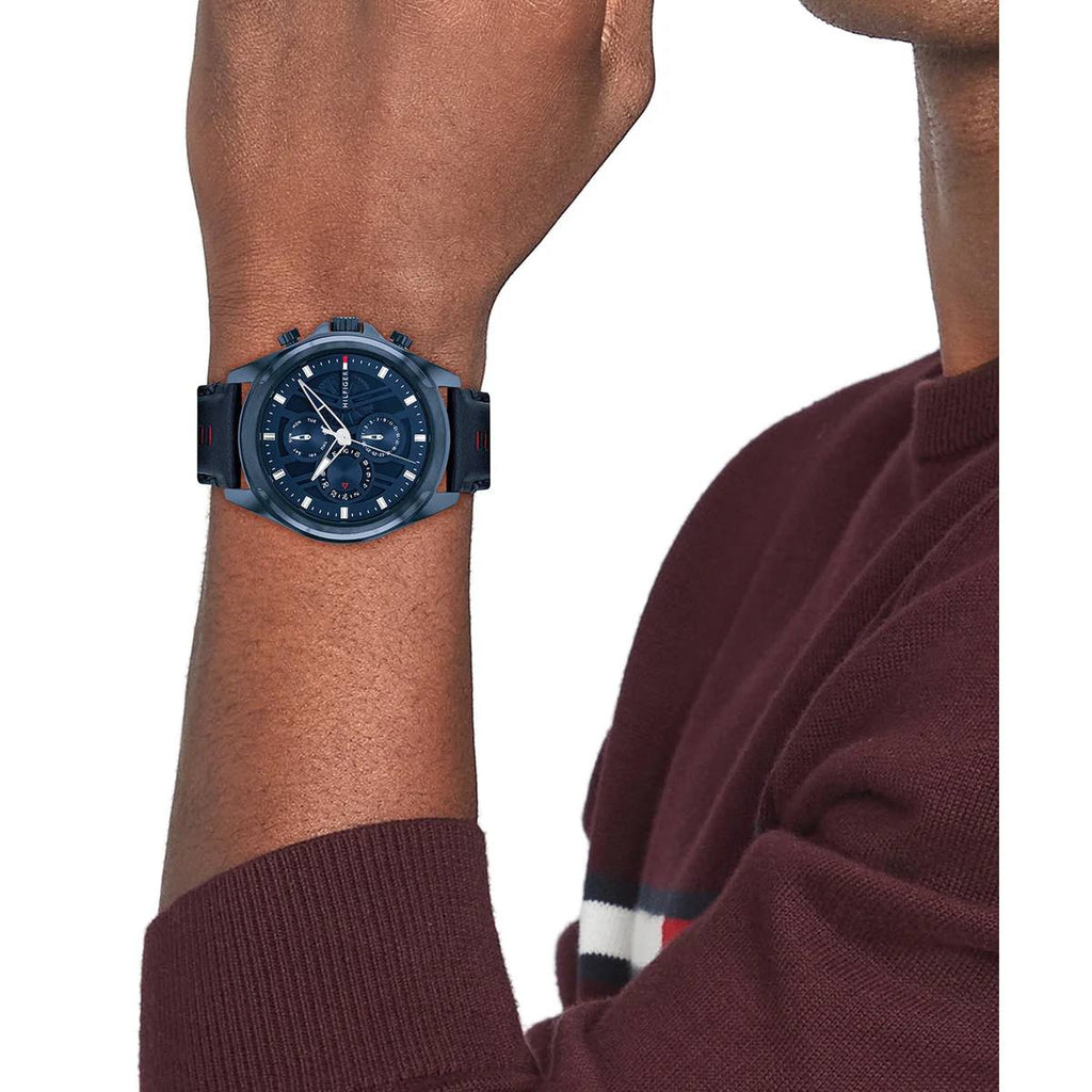 Tommy Hilfiger Blue Leather & Steel Watch ⌚💙