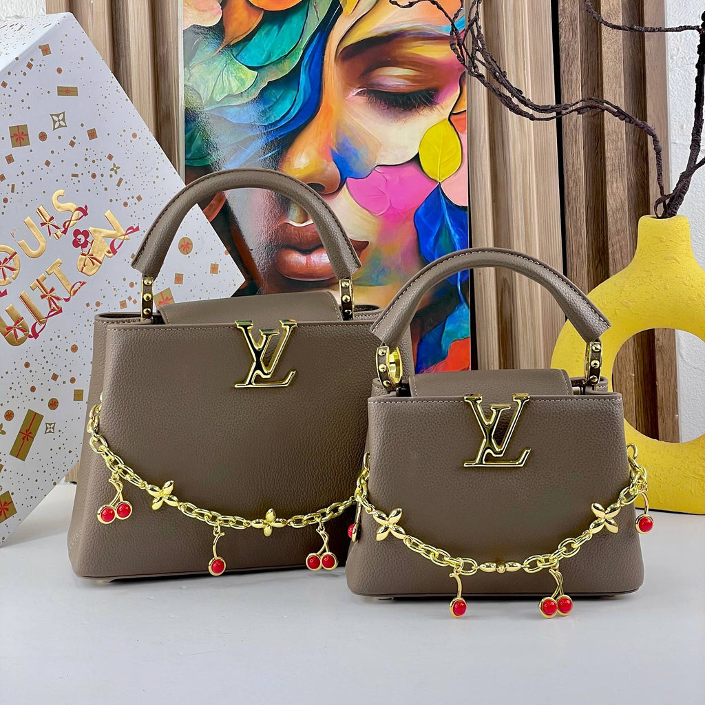 Louis Vuitton Capucines Handbag with Cherry Charm 🍒✨👜