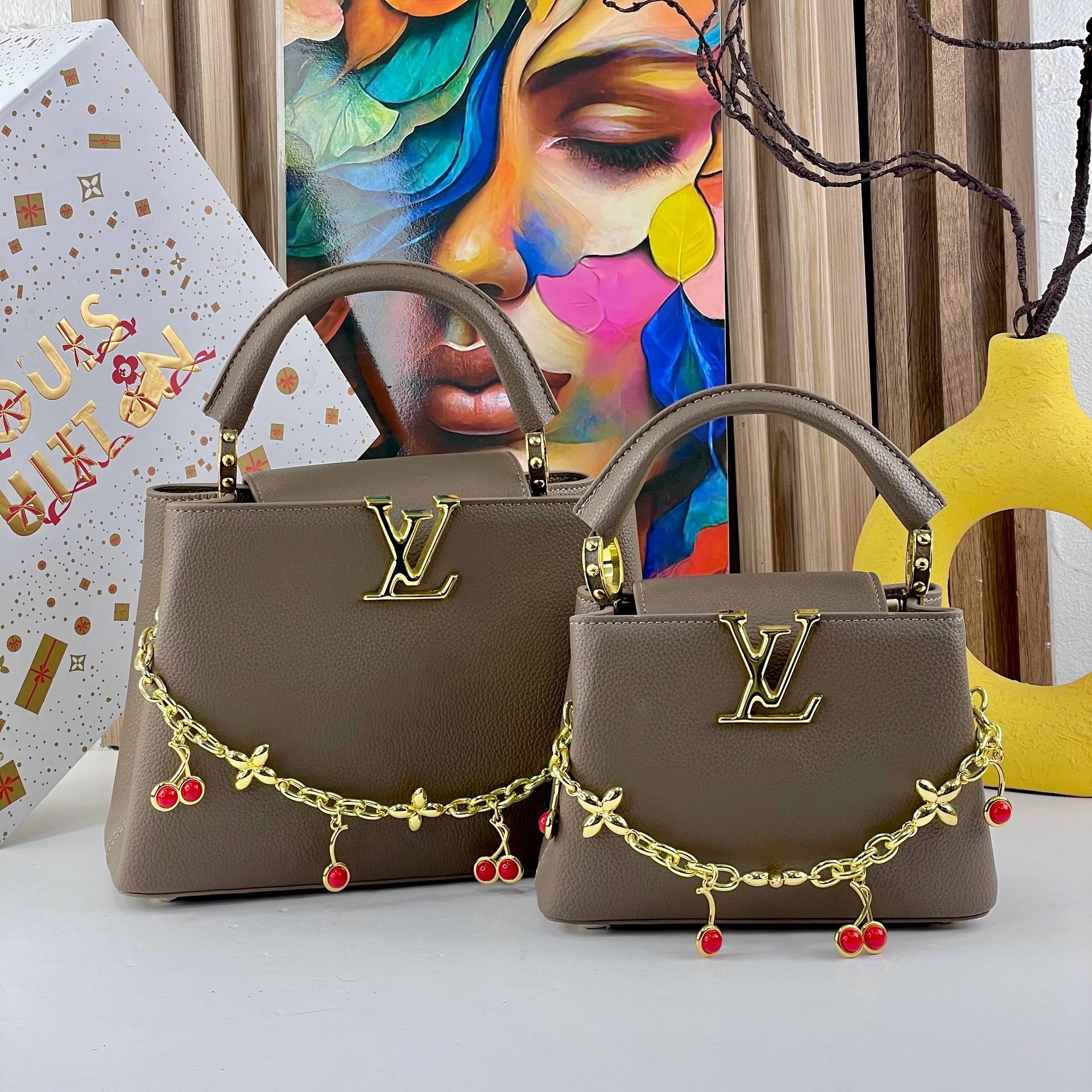 Louis Vuitton Capucines Handbag with Cherry Charm 🍒✨👜