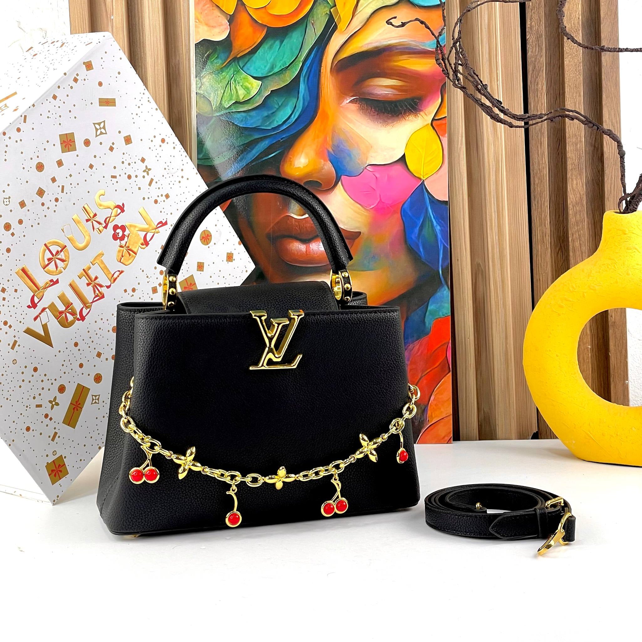 Louis Vuitton Capucines Handbag with Cherry Charm 🍒✨👜