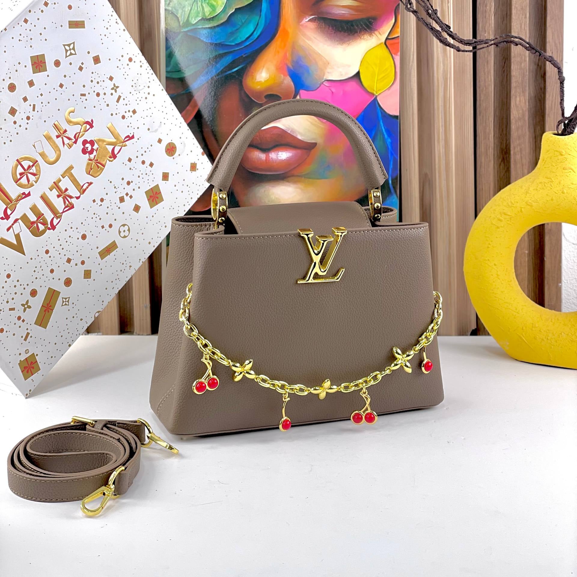 Louis Vuitton Capucines Handbag with Cherry Charm 🍒✨👜