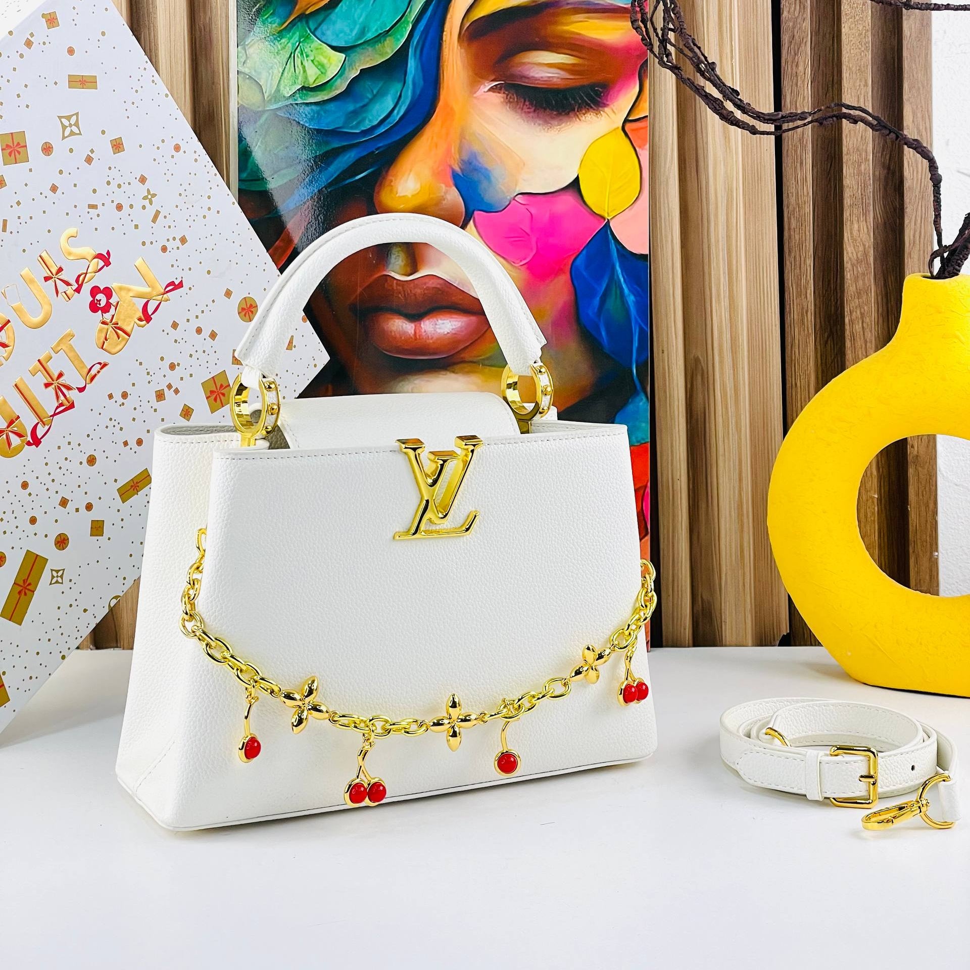 Louis Vuitton Capucines Handbag with Cherry Charm 🍒✨👜