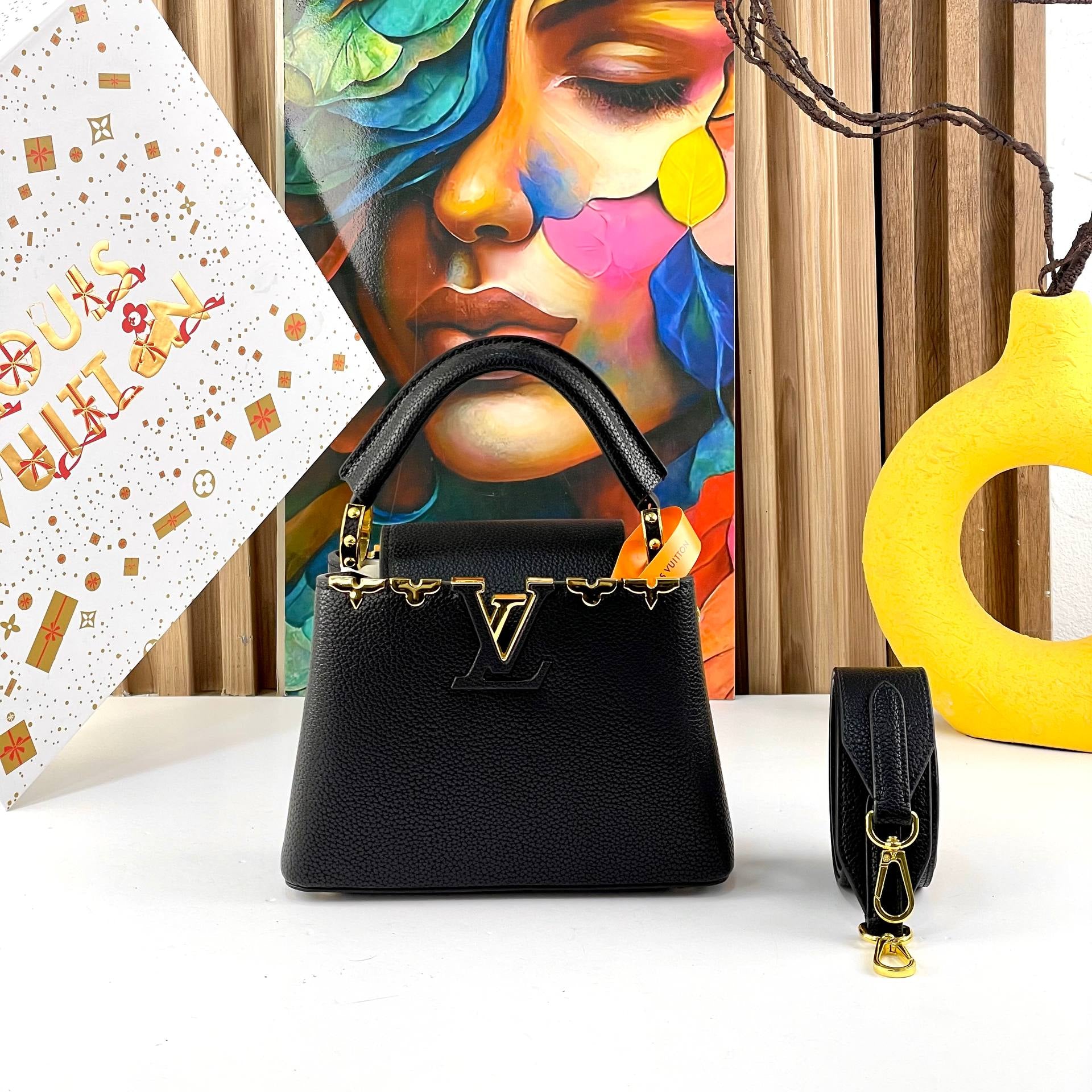 Louis Vuitton Capucines Leather Handbags with Gold Hardware 👜✨🖤