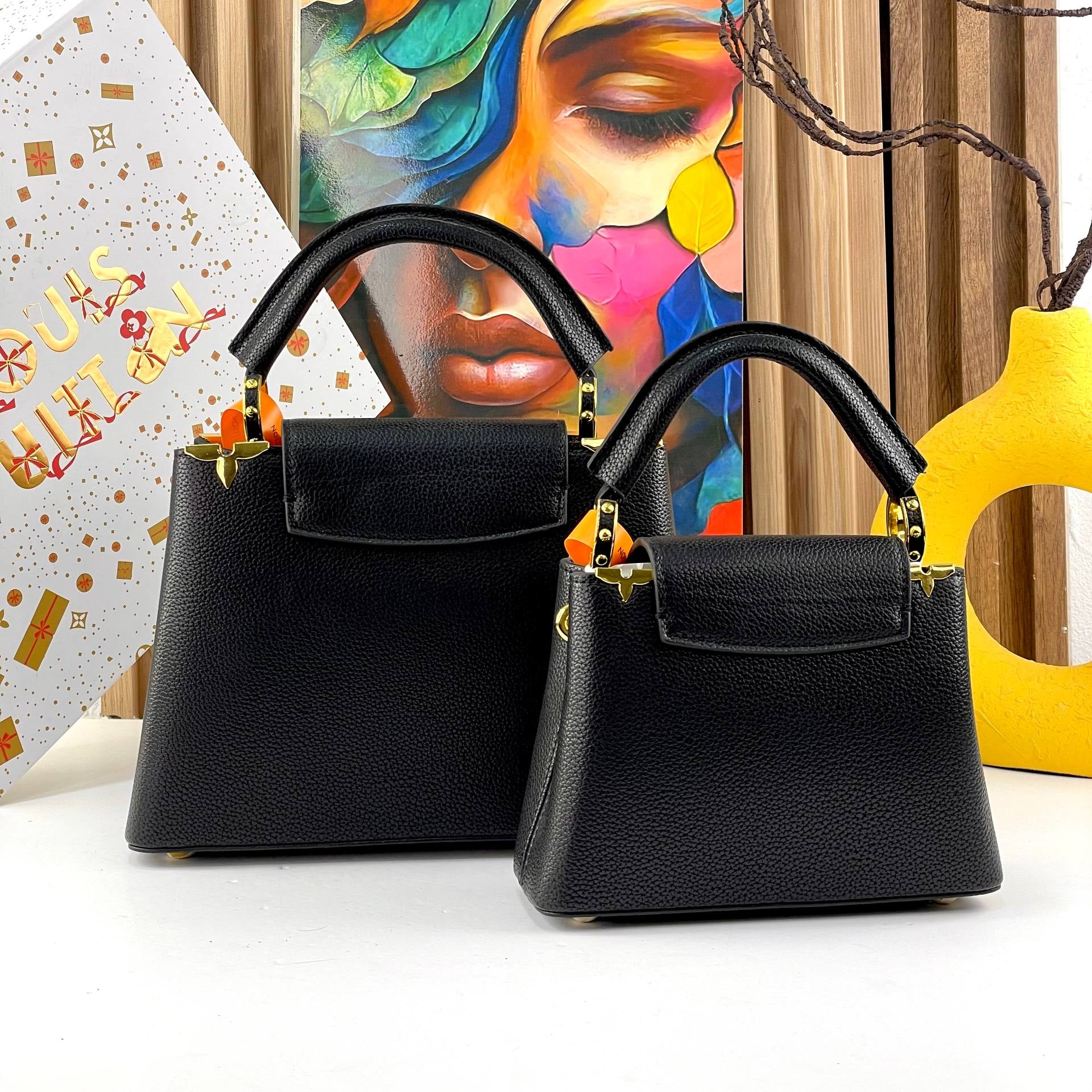Louis Vuitton Capucines Leather Handbags with Gold Hardware 👜✨🖤