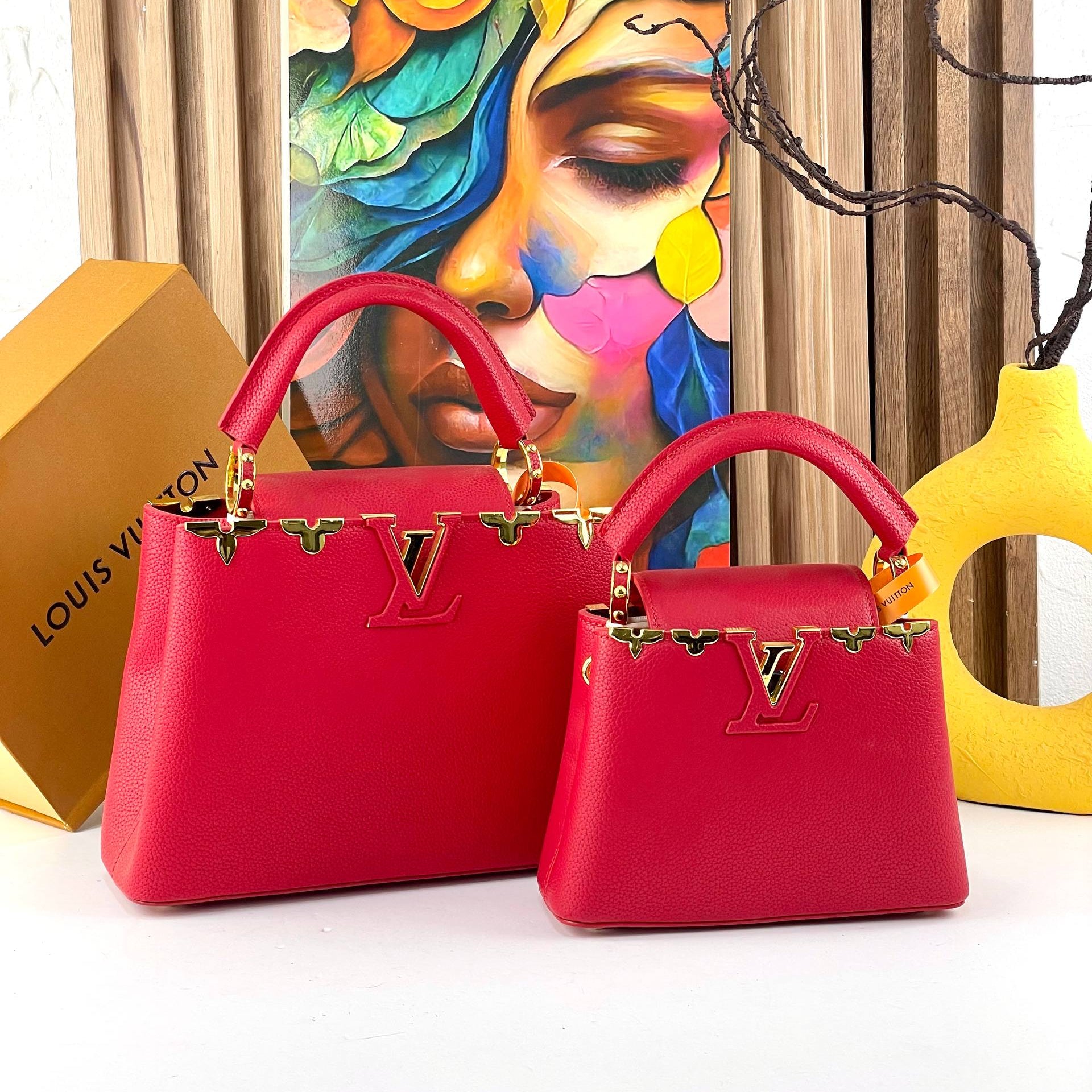 Louis Vuitton Capucines Leather Handbags with Gold Hardware 👜✨🖤