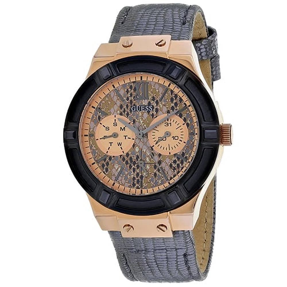 Guess Women's Textured Grey Strap Rose Gold Analog Watch ⌚✨
