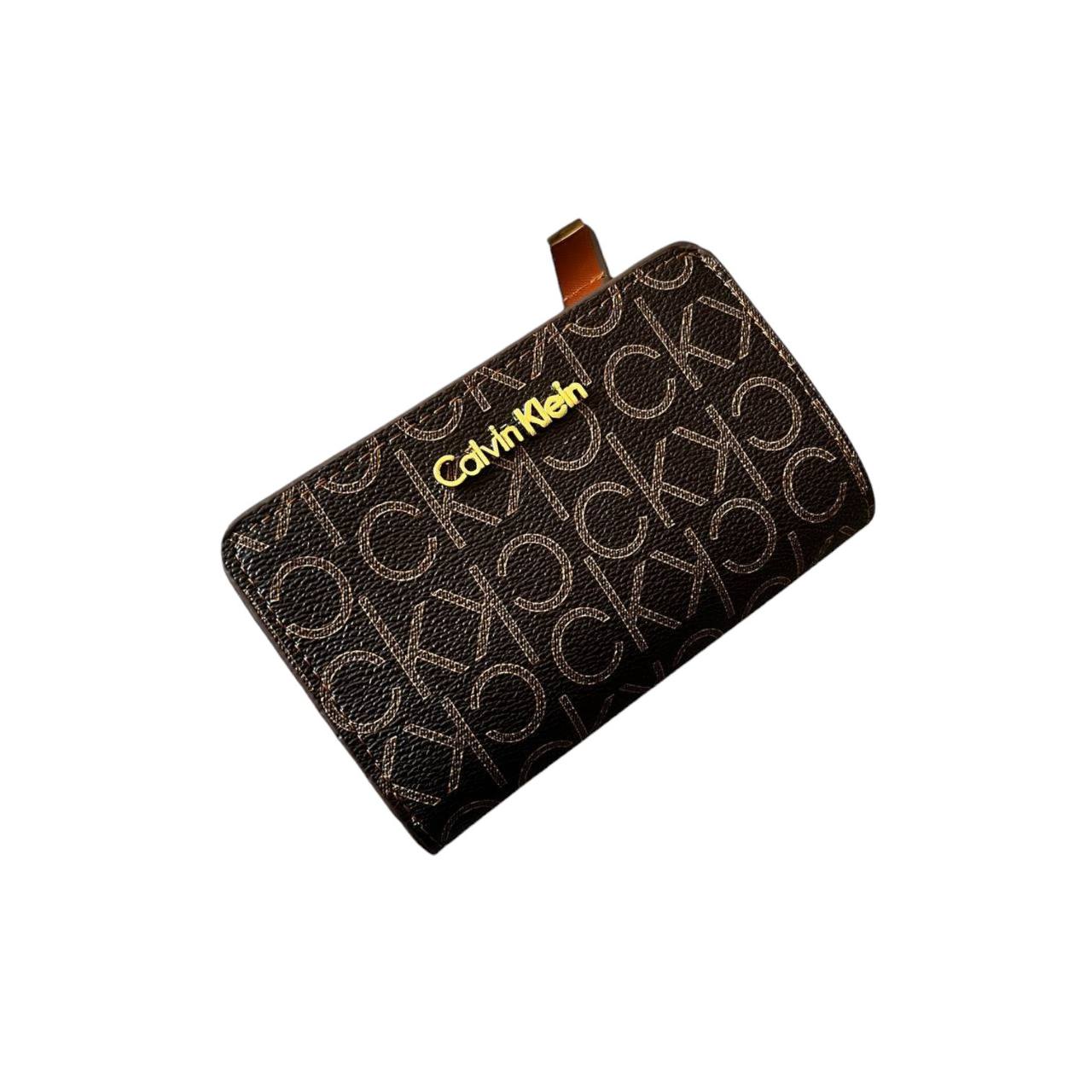 Calvin Klein Monogram Snap Wallet in Brown and Beige 👜✨