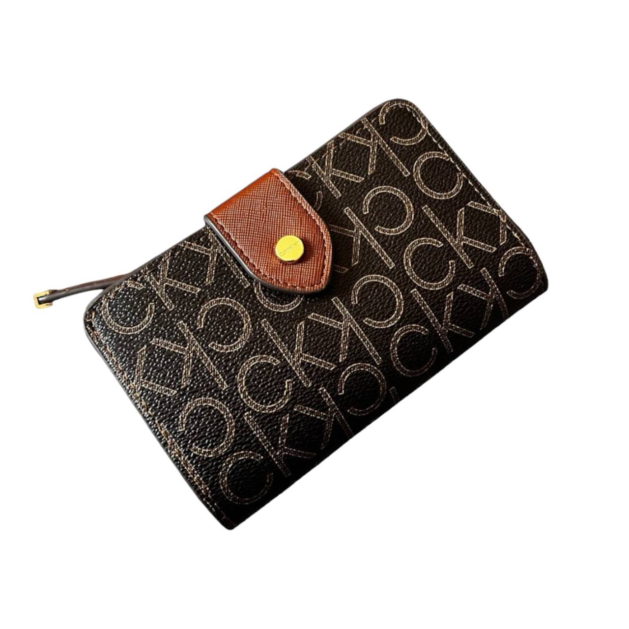 Calvin Klein Monogram Snap Wallet in Brown and Beige 👜✨