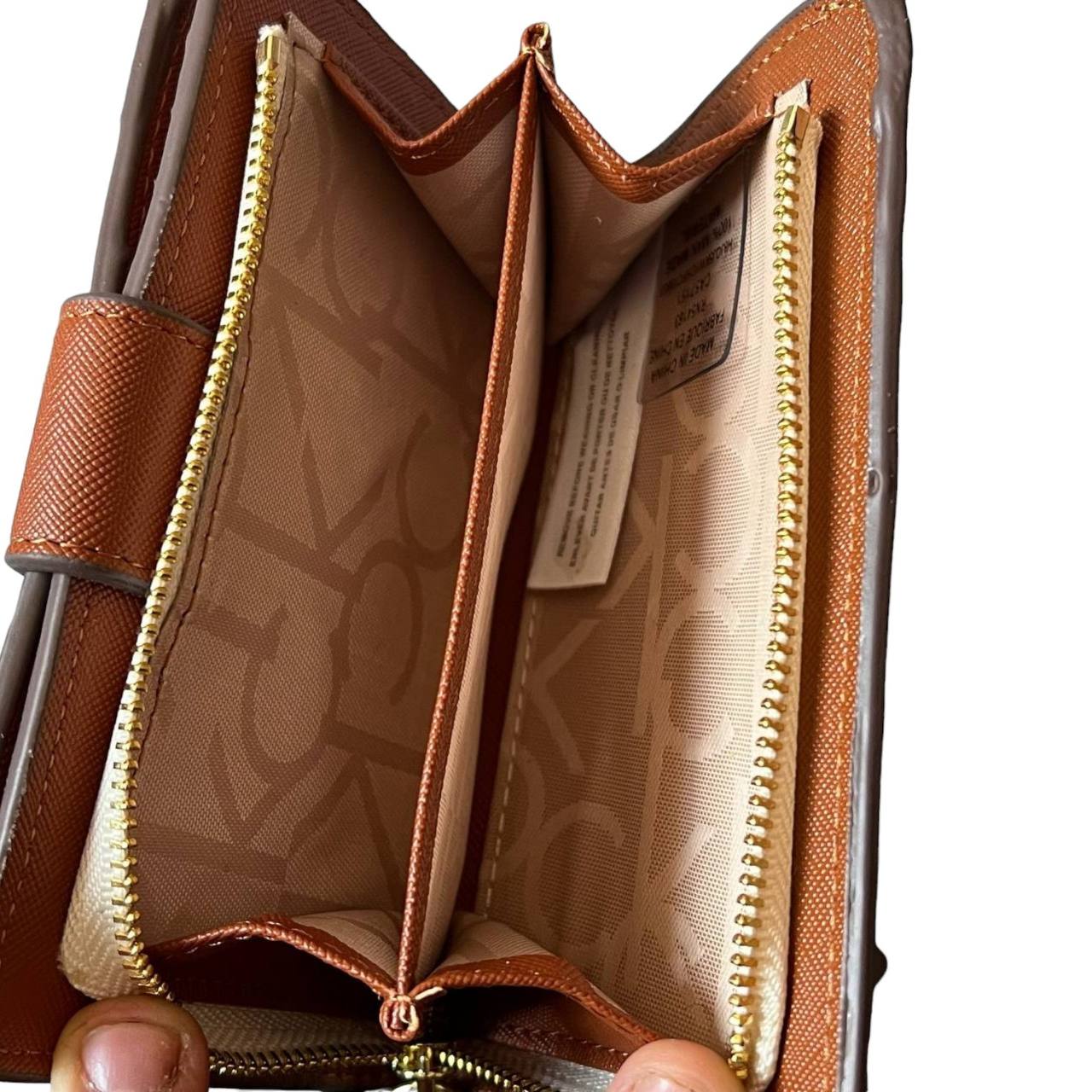 Calvin Klein Monogram Snap Wallet in Brown and Beige 👜✨