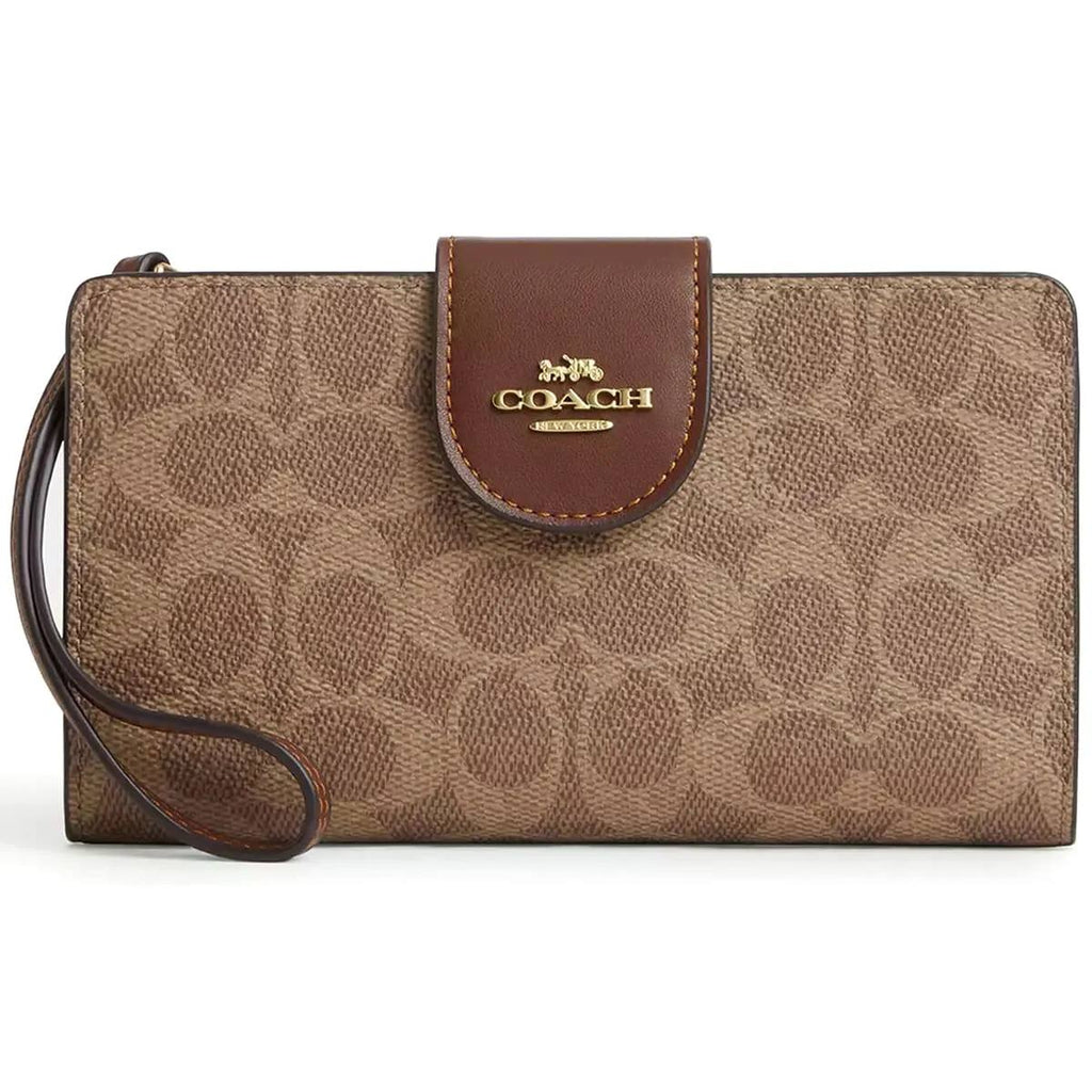 Coach Signature Canvas Wristlet Wallet in Brown 👜✨