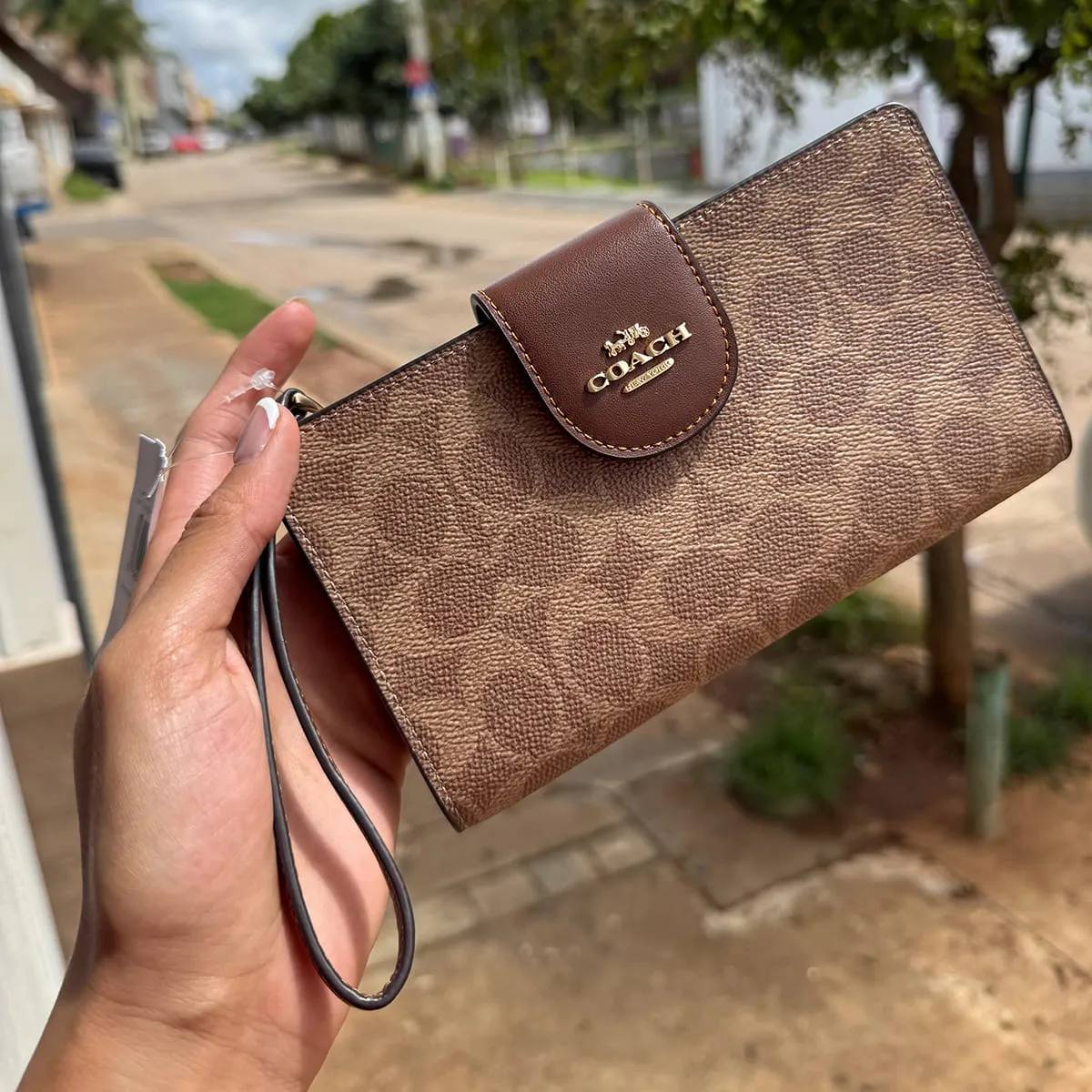 Coach Signature Canvas Wristlet Wallet in Brown 👜✨