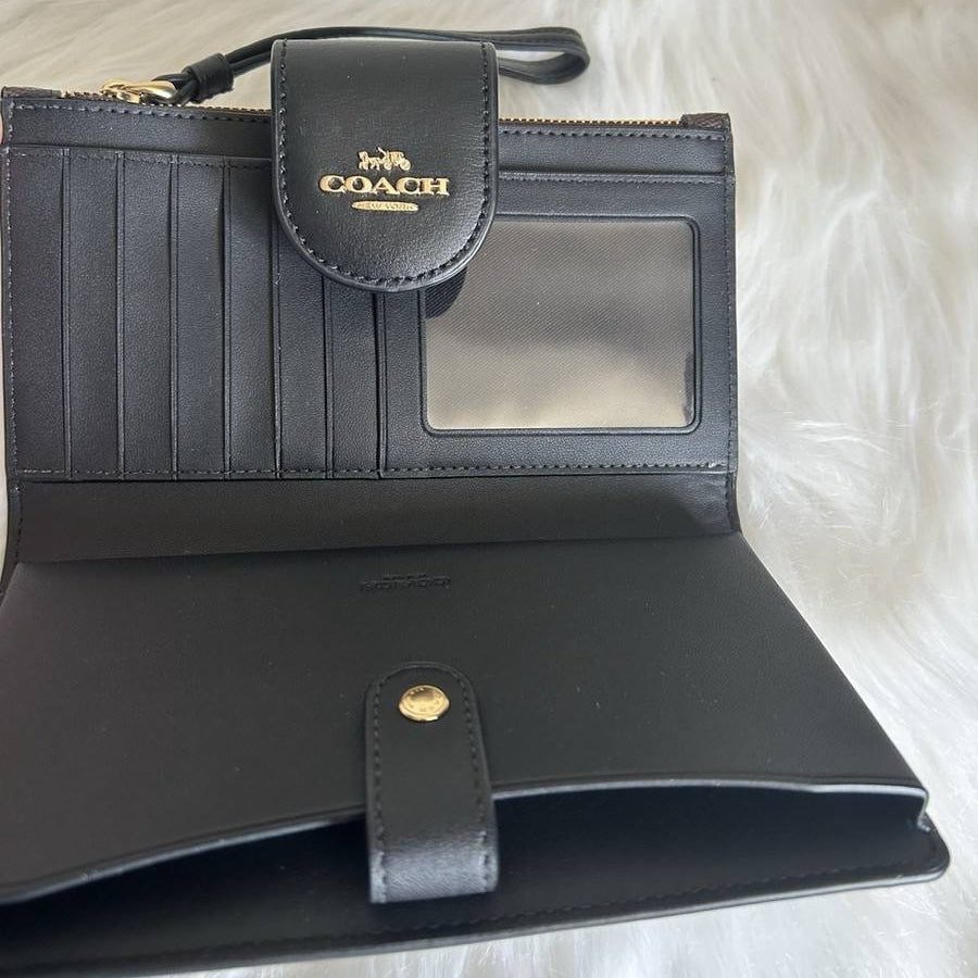 Coach Signature Canvas Wristlet Wallet in Brown 👜✨