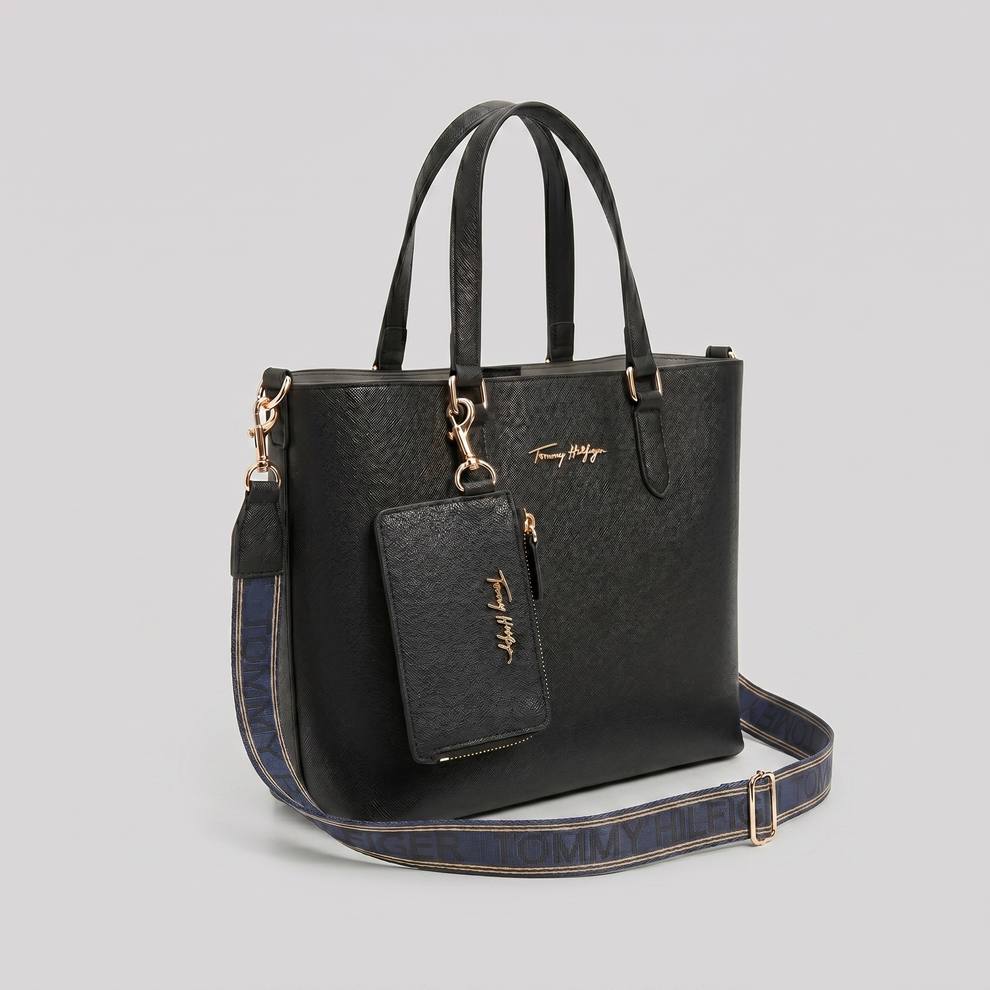 Tommy Hilfiger Black Tote Bag with Gold-Tone Hardware 👜✨