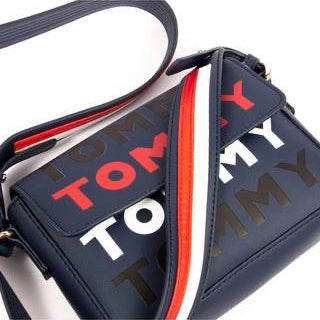 Tommy Hilfiger Navy Logo Crossbody Bag with Striped Strap 👜🇺🇸