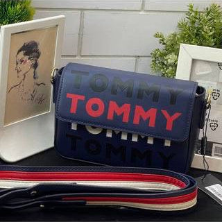 Tommy Hilfiger Navy Logo Crossbody Bag with Striped Strap 👜🇺🇸