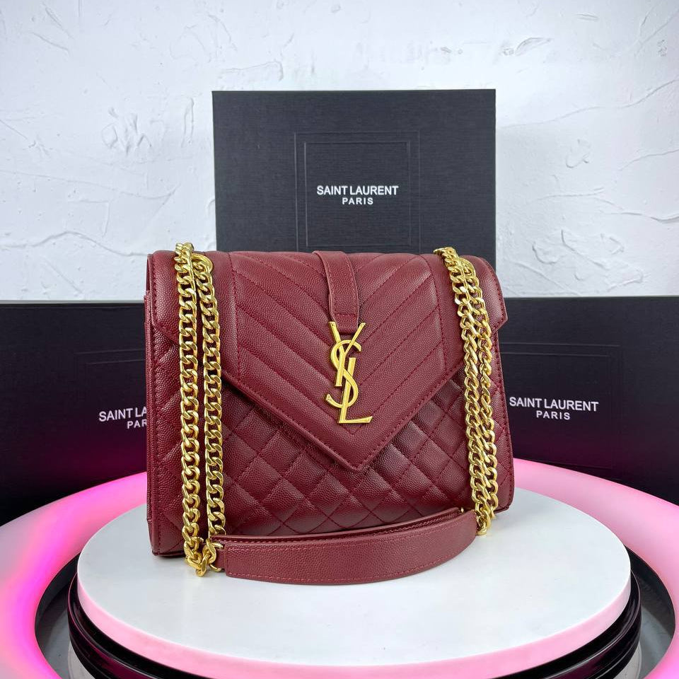 Saint Laurent Quilted Olive Shoulder Bag with Gold Chain 👜✨