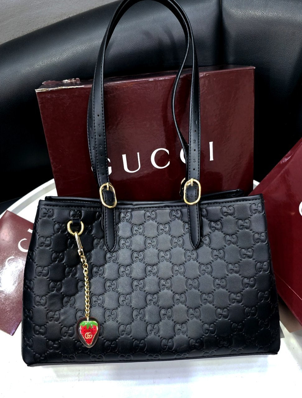 Gucci Mirror Original Embossed PU Leather Handbag 🍓👜