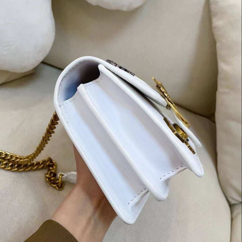 Pinko White Embellished Shoulder Bag with Gold Tone Hardware