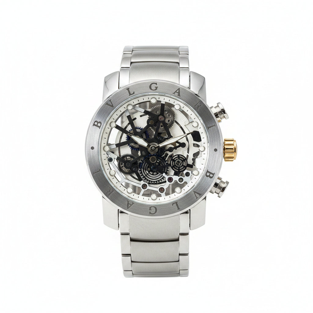Bvlgari Swiss Design Stainless Steel Silver Men Watch