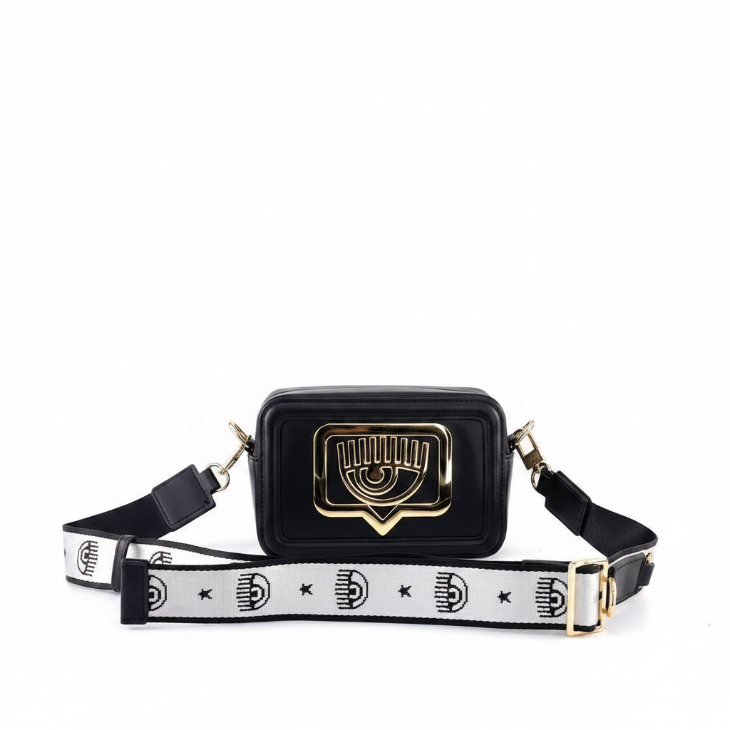 Chiara Ferragni Signature Crossbody Bag with Patterned Strap