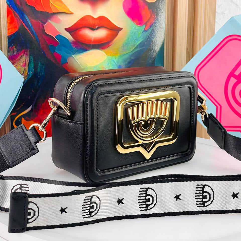 Chiara Ferragni Signature Crossbody Bag with Patterned Strap