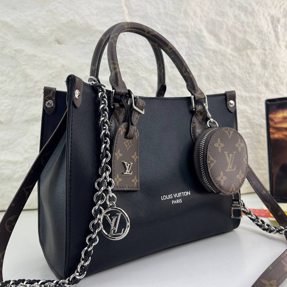 Signature Monogram Accent Tote Bag with Detachable Coin Purse