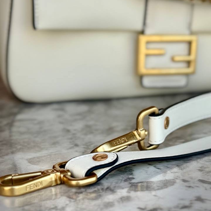 Fendi Signature Logo Shoulder Bag with Gold Hardware