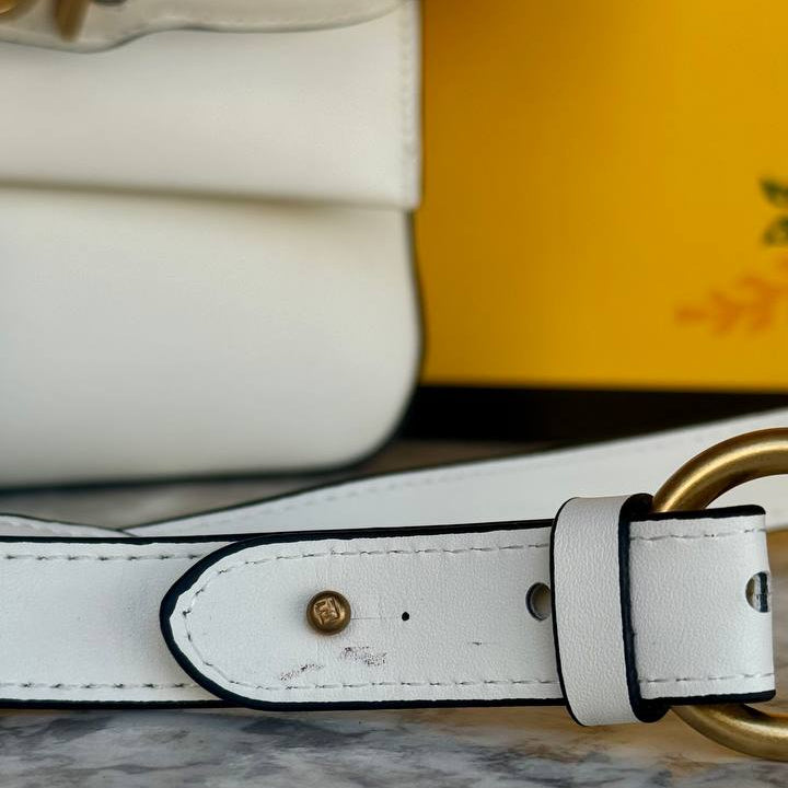 Fendi Signature Logo Shoulder Bag with Gold Hardware