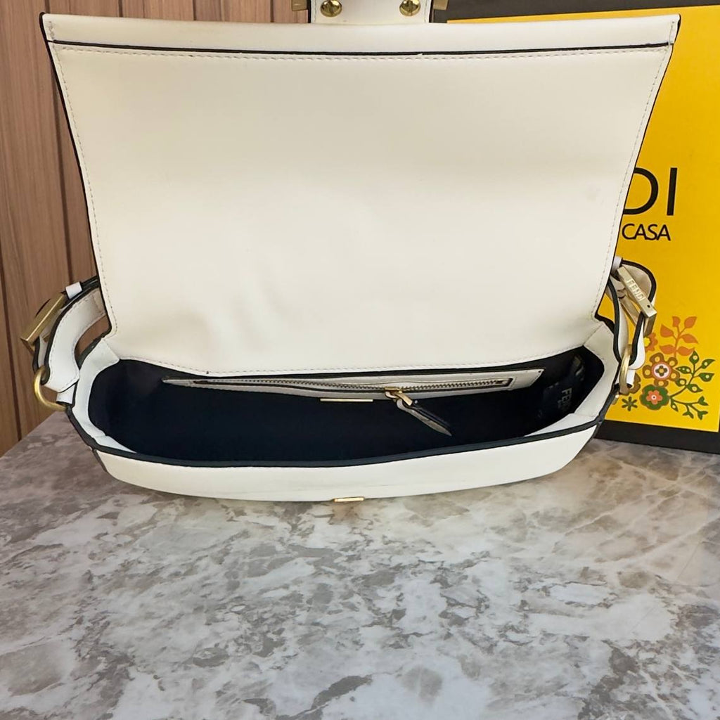 Fendi Signature Logo Shoulder Bag with Gold Hardware