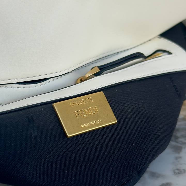 Fendi Signature Logo Shoulder Bag with Gold Hardware