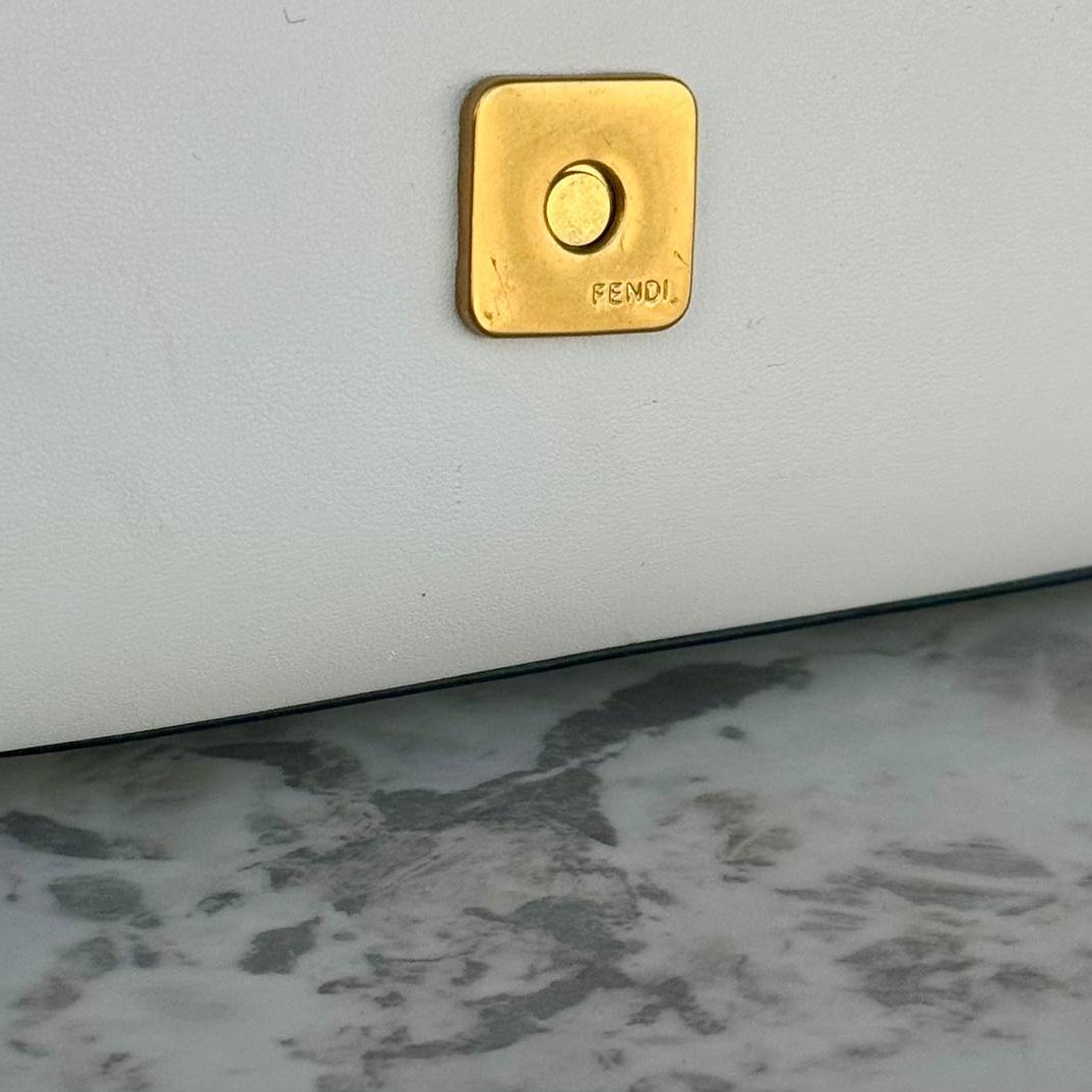 Fendi Signature Logo Shoulder Bag with Gold Hardware