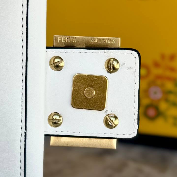 Fendi Signature Logo Shoulder Bag with Gold Hardware