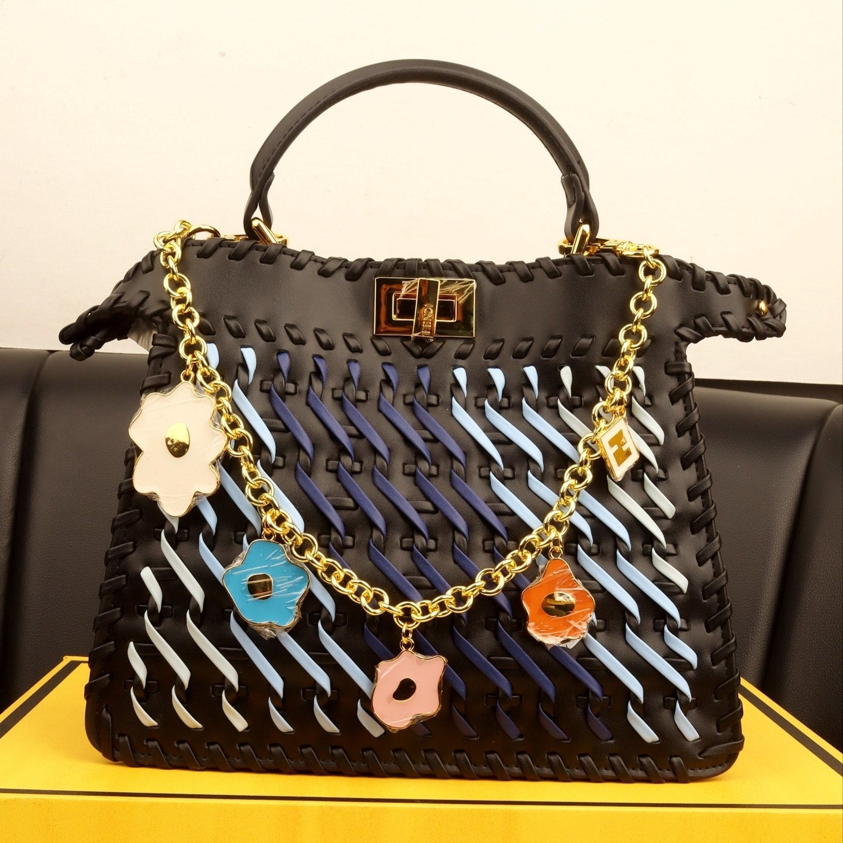 Fendi Mirror Original Woven Chain Handbag