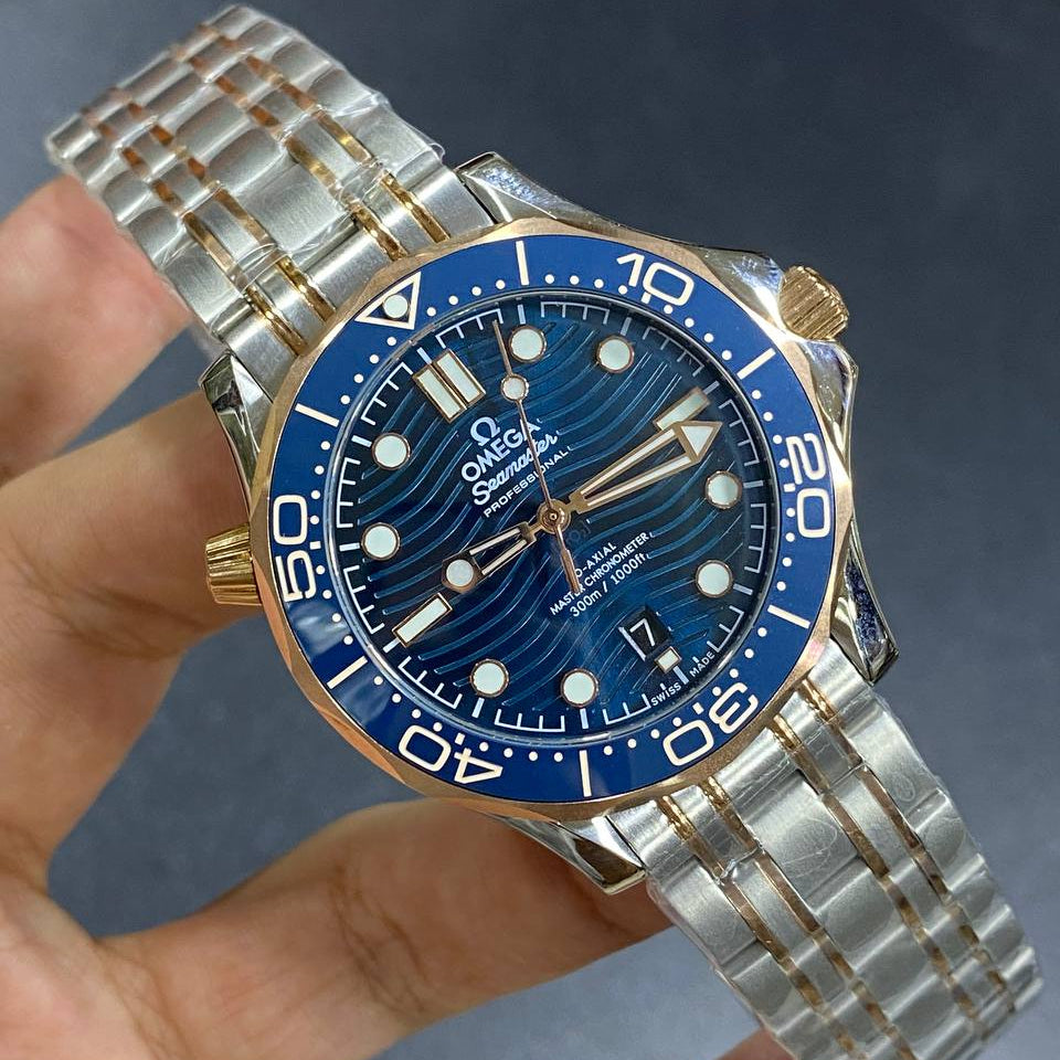 Omega Seamaster Professional Two-Tone Wave Dial Chronometer Watch