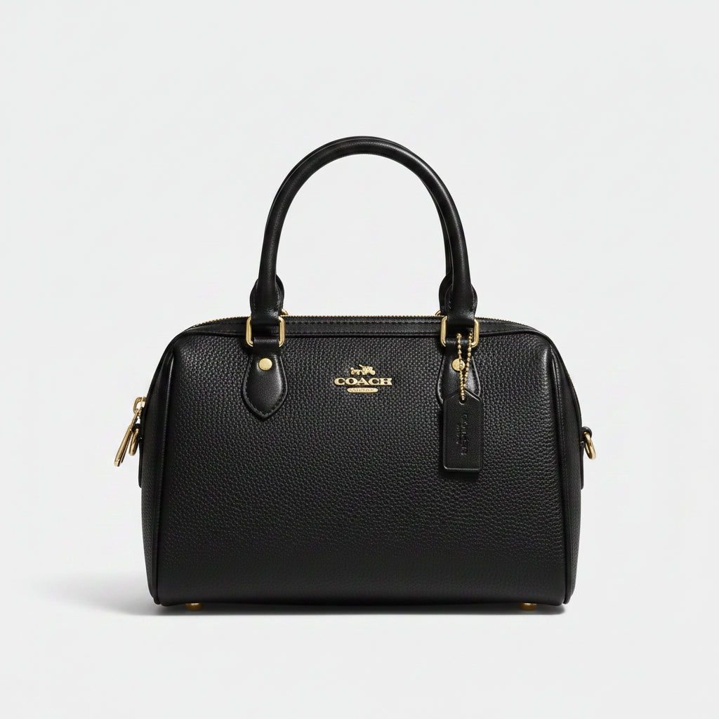 Coach Signature Black Leather Satchel Handbag
