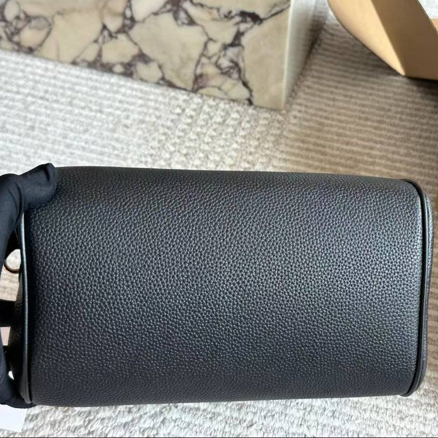 Coach Signature Black Leather Satchel Handbag