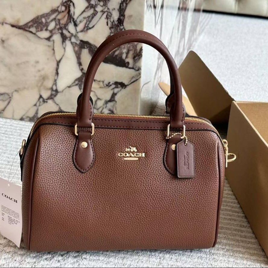 Coach Signature Black Leather Satchel Handbag