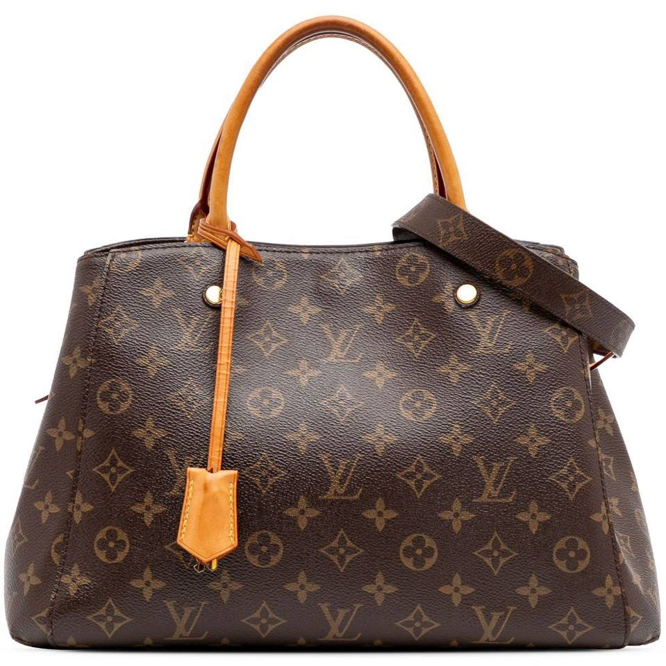 Louis Vuitton Monogram Handbag with Vibrant Orange Accents