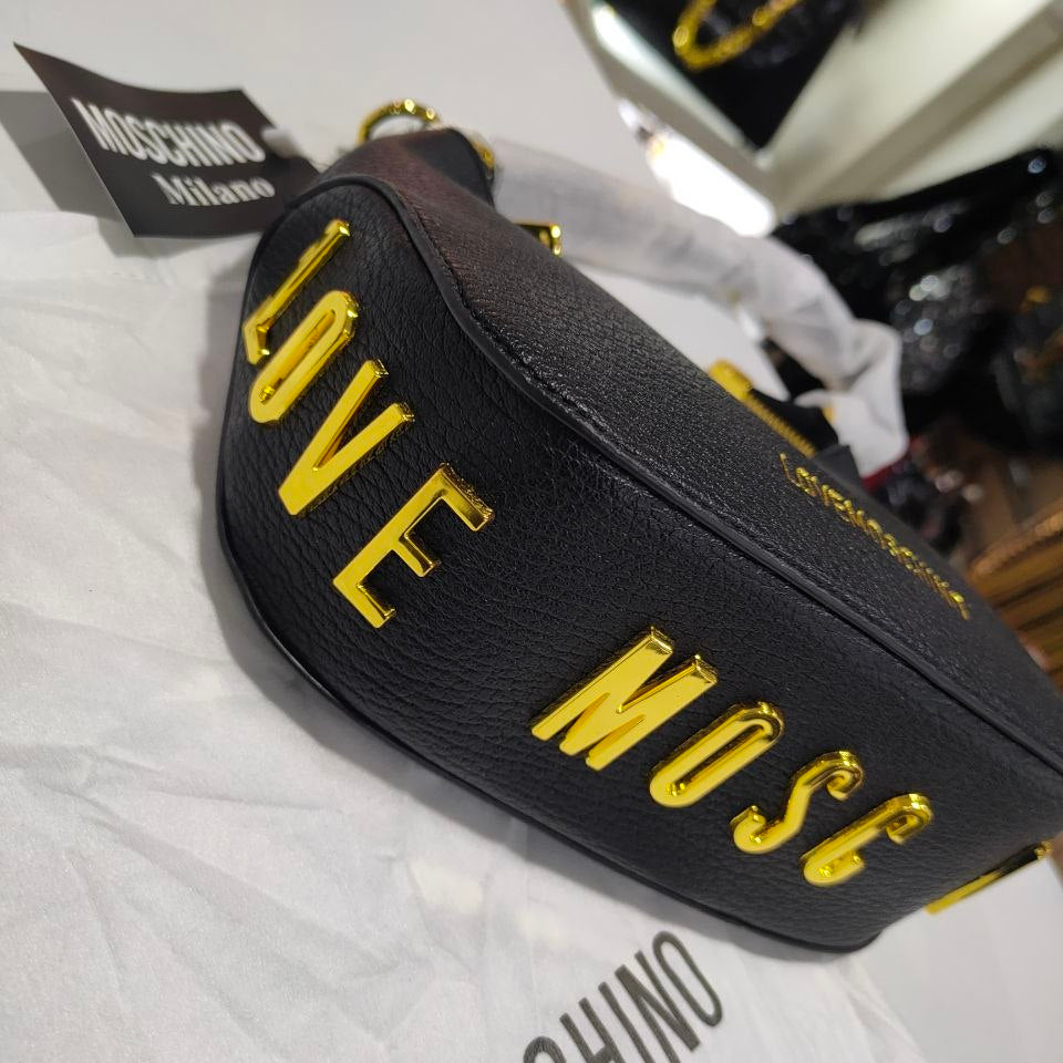 Love Moschino Signature Logo Handbag with Gold Tone Hardware